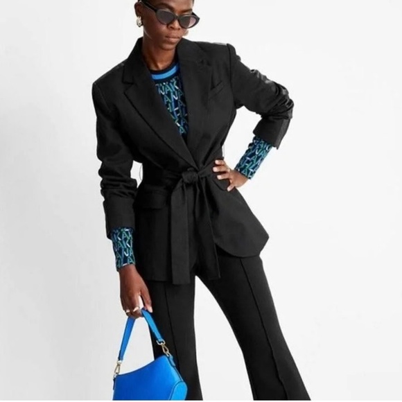 NWT Future Collective Kahlana Barfield Brown x Target Black Tie Front Blazer Med - Picture 3 of 10